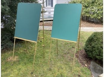 A Pair Of Chalkbaord And Brass Easels