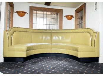 Custom Leather And Nailhead Trimmed Banquette Seating - 'C' Curve