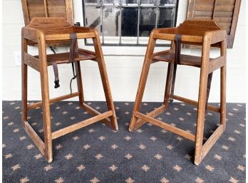 A Pair Of Oak High Chairs