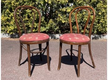 A Pair Of Vintage Bent Wood Side Chairs
