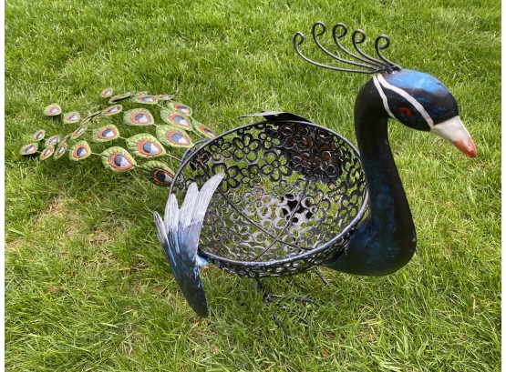 Metal Peacock Bowl / Plant Stand