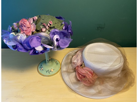 Vintage Marche Exclusive Hat And Union Made Satin White Hat