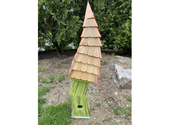 Wood & Copper Roofed Bird House