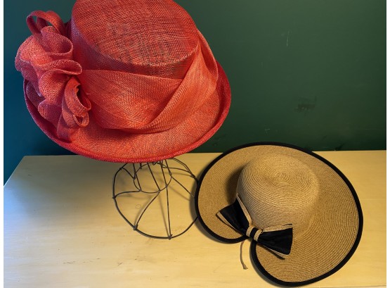 Paper Straw Hat And Red Mary Jean Collection Hat