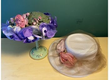 Vintage Marche Exclusive Hat And Union Made Satin White Hat