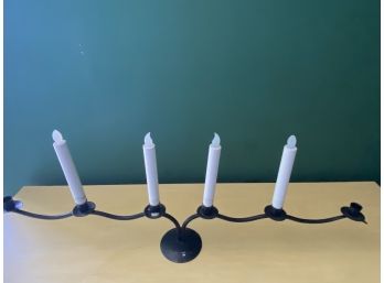 Black Metal Candleabra With 4 Battery Operated Candles