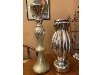 2 Large Pillar Candle Holders