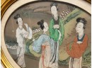 Chinese Paintings Of Women During Ming Dynasty Period Set In Gold Oval Frames - Set Of 3