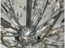 Crystal Leaves And Metal Branches Polished Chrome Chandelier Ceiling Light