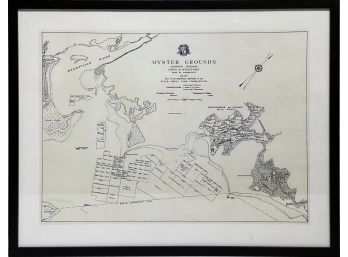 Framed Map Of Oyster Grounds Westport Connecticut