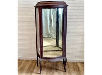 Beautiful Vintage Curio Cabinet With Mirrored Back And Glass Shelves