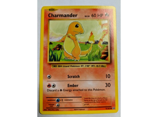 2016 Pokemon XY Evolutions Charmander* 9/108 Common, LV.10 Rare Basic Card W/ Light Play HP 60