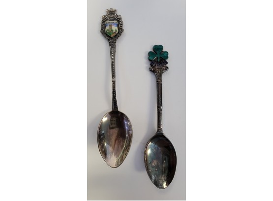 2 Sterling Silver Decorative Spoons (Ireland And Eltmann A.M)
