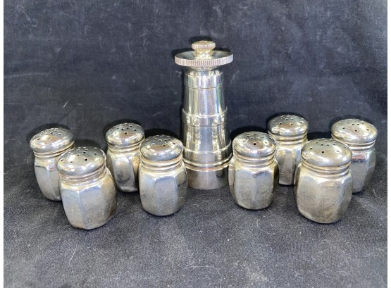 Sterling Silver Salt Shakers (8) 2.1oz .999 And Pepper Mill Os Weight With Grinder