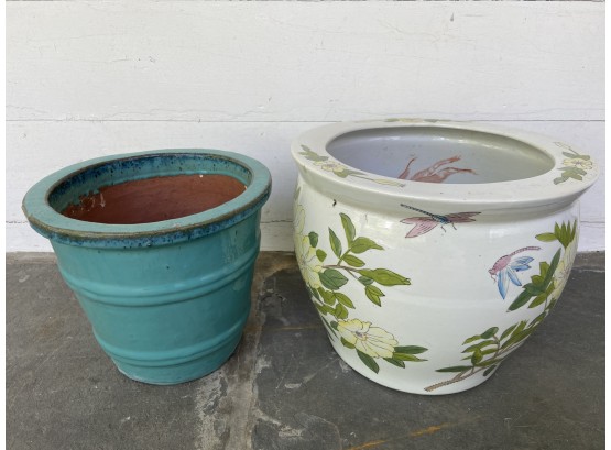 Two Cool Pots Gardening Pots Turquoise Terra Cotta Asian Planter