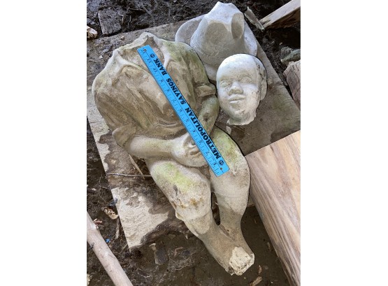 Busted Fisherman Cement Garden Decor