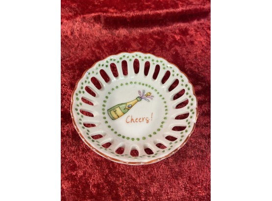 'Cheers' Hand Painted Porcelain By Ann Marie Murray Trinket Dsh