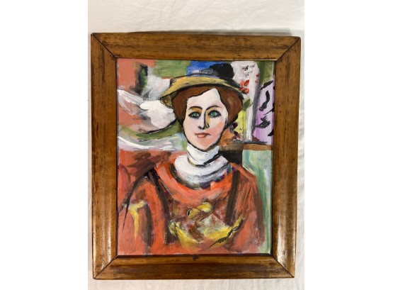 'After Henri Matisse's Girl With The Green Eyes' Signed DDS '04 Debbie Detwilller Smith 11x13in Framed