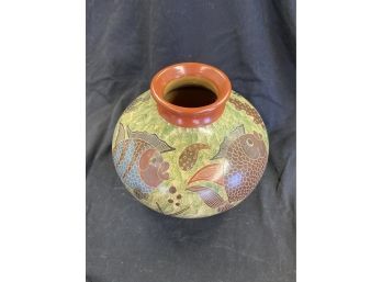 Nicaraguan Pottery Vase 9x7in San Juan De Oriente Nicaragua