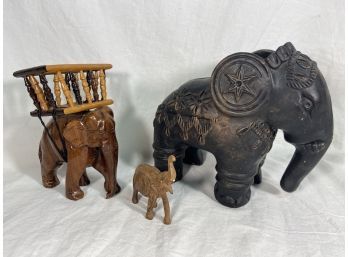 Elephant Collection Hand Carved Wood Elephant Clay Elephant Bank