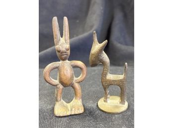 2 Antique Bronze? Animal Figurines From World War Two