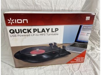Ion Quick Play LP USB Powered LP-to-mP3 Turntable New In Box