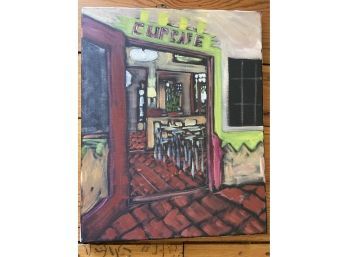 'Cup Cafe' Signed Douglass Truth 16x20in Acrylic On Canvas