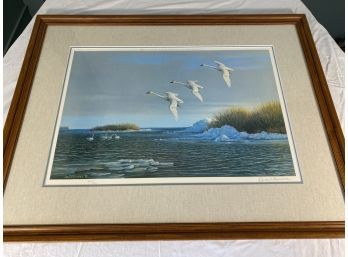 Owen J Gromme Signed And Numbered Of Wisconsin 36x28 Wood Frame Fabric Mat Lithograph