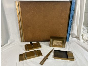 Vintage 6 Piece Silver Crest Bronze Set # 122N, 3-84N,  Art Deco Era Smith Metal Arts Co