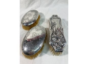 American Sterling Silver Total Weight 14.4oz Ounces USA Two Gorham Oval Brushes, Sterling Silver Hand Brush
