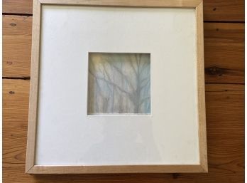 'Trees In Fog' By Debbie Detwiller Smith Pastel 15x15in Framed Glass