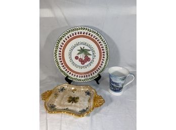 Cherry Plate 11.5in Butterfly Hors D'oeuvre Dish And 8127 Rainbow Row Cup