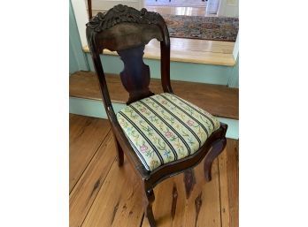 Victorian Ladies Chair Oak With Handmade Needlepoint Seat 18x16x17in Seat 32in Back