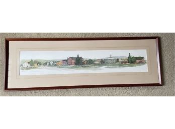 'hancock Shaker Village' Signed Leonard Weber And Numbered 153/500 46x15in Watercolor Matted Framed Glass