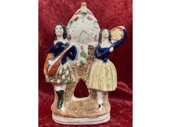 Staffordshire Musicians Couple Flat-back 9x7x2in Figurine
