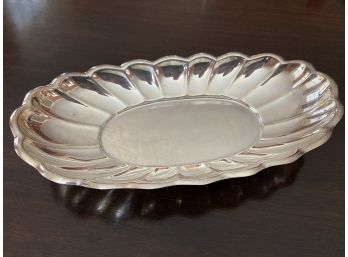 Reed And Barton Holiday Scolloped Dish Silver Plated 11.25x6x1.5in