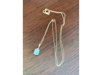 14K Gold Chain Necklace With Opal And Diamond 18' 1.4 Grams W/stones