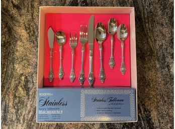 Vintage Rogers & Co Stainless Flatware 50 Piece Set, Service For 8 - New In Original Box
