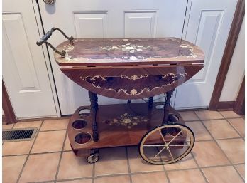 Fabulous Parquetry Rolling Bar Cart