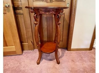 Carved Wood Pedestal Table/Plant Stand