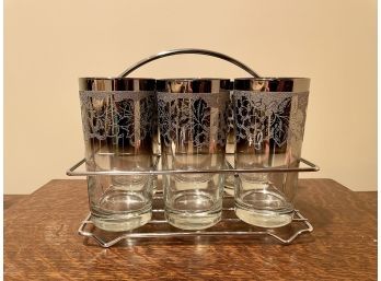 Set Of Six Retro Highball Glasses With Carrier