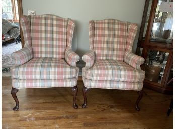 Pair Of Upholstered Sherrill Wing Chairs