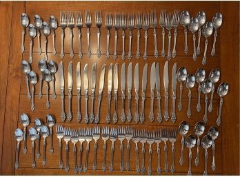 Oneida Rembrandt Pattern 79 Piece Stainless Flatware Collection, Service For 16
