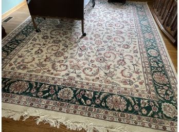 Blush, Cream & Emerald Wool Carpet - 8' 8' X 12'