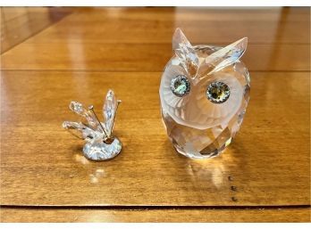 Swarovski Crystal Owl & Butterfly