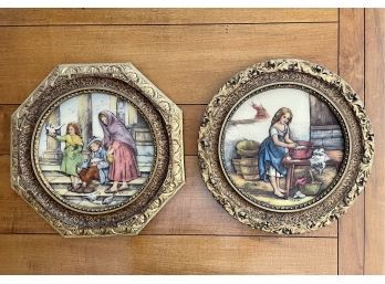 Pair Of Framed Artini Sculptured Twin Etched Engravings