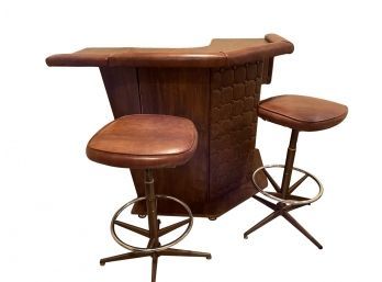 Fantastic Mid Century Corner Bar With Stools By Louisville Chair Company