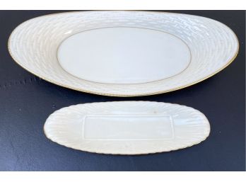 Fine China Serving Plates With Gold Leaf Trim