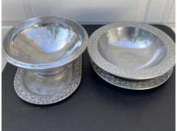 Lovely Bundle Of  Pewter Serving Platters And Bowls Including  Nambe