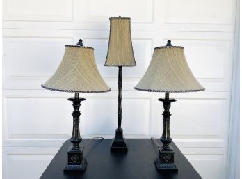 Set Of 3 Matching French Inspired Decorative Table Lamps